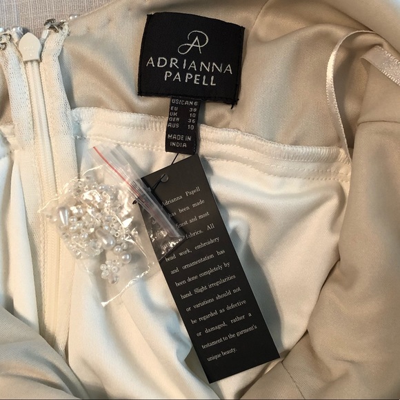 Sz6 Ivory NWT Adrianna Papell Gown - Beaded Bodice - Picture 8 of 15